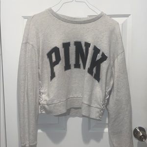 🌸PINK Victoria Secret Cropped Lace Up Sweater